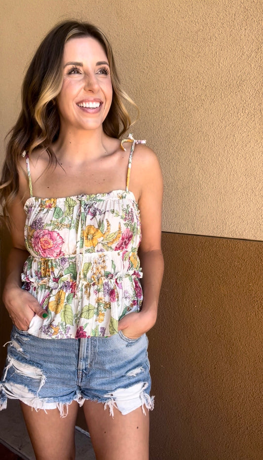 Floral Tie Tank