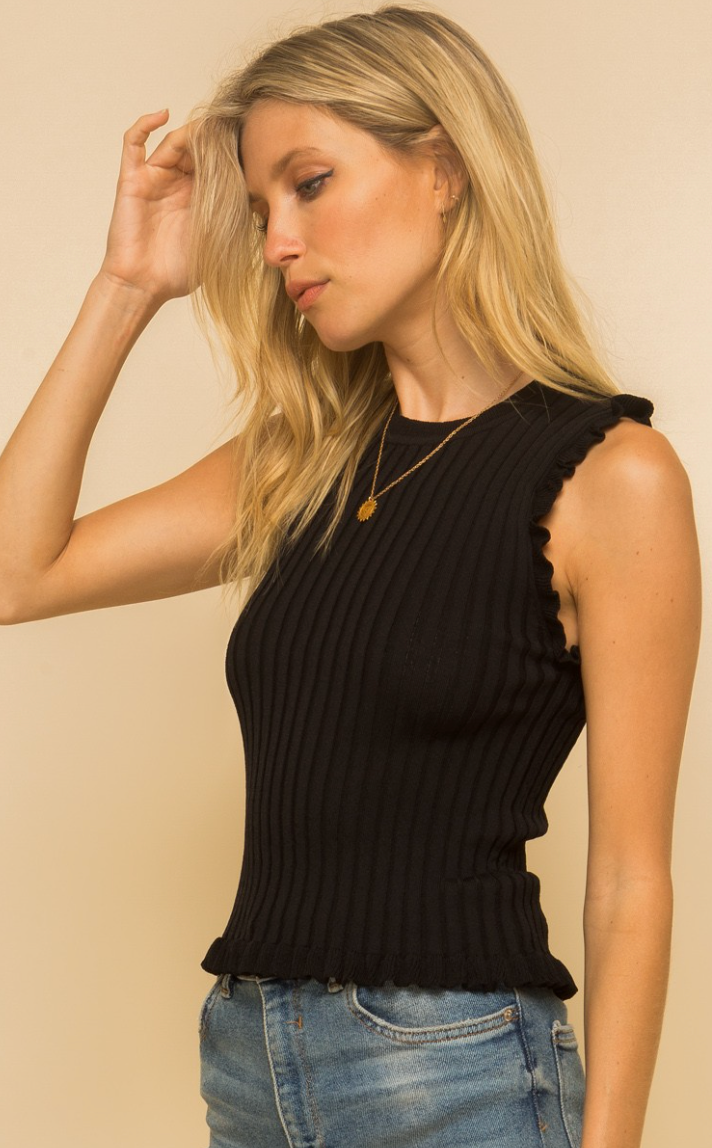 Black Ruffle Tank