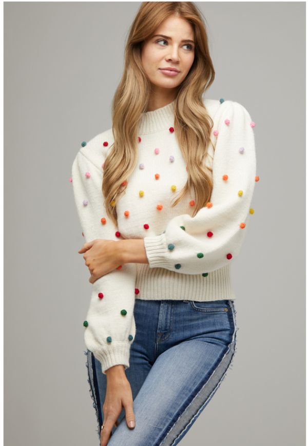 Rainbow Pom Sweater