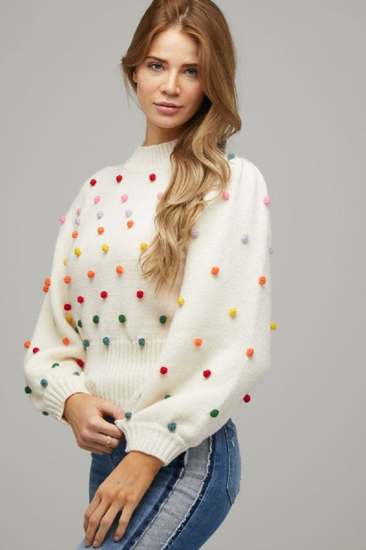 Rainbow Pom Sweater